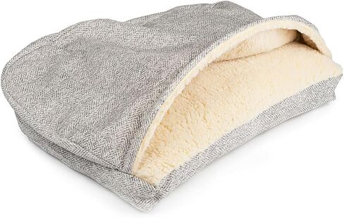 Snoozer Rectangle Cozy Cave Dog Bed - Indoor Dog Bed with Cover Cave, Covered Calming Burrow for Medium & Large Sized Pets with Blanket Attached, Enclosed, Washable - Large, Olive in Kuwait