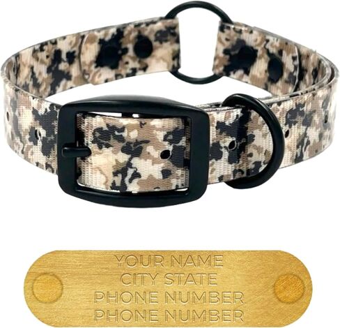 Regal Dog Products Medium Camo Hunting Dog Collar with Custom Engraved Name Plate and Heavy Duty Black Hardware Center Ring | Waterproof Personalized Dog Collars | Other Sizes for Small & Large & Dogs in Kuwait