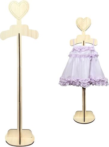 Lumber Reveal USA Baby Clothes Display Stand Personalized Baby Shower Centerpiece or Baby Doll Display | Adjustable Height, Heart-Topped Dress Hanger (Natural) in Saudi Arabia