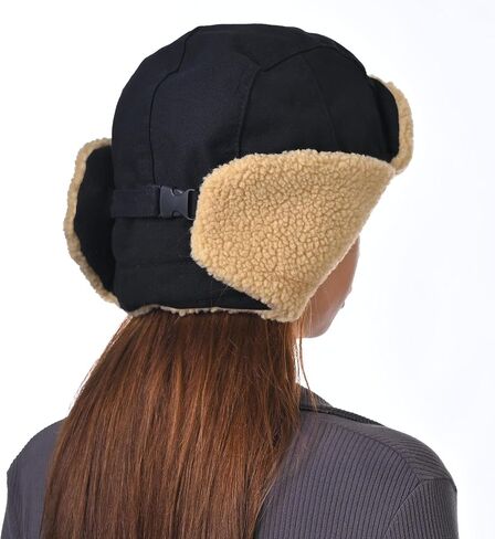 Unisex Trapper Hats Cotton Hat Women Men Faux Fur Russian Earflaps Hats Strap Winter Hunting Windproof Ski Outdoor Cap in Kuwait