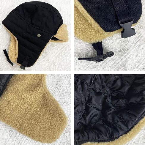 Unisex Trapper Hats Cotton Hat Women Men Faux Fur Russian Earflaps Hats Strap Winter Hunting Windproof Ski Outdoor Cap in Kuwait
