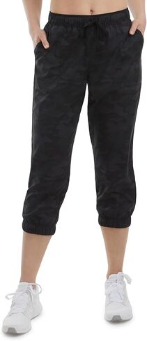 Danskin Women's Cropped Woven Jogger, Black Camo, Medium in Saudi Arabia
