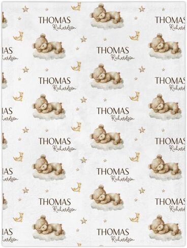 Personalized Blankets for Girls and Boys - Soft, Plush, Lightweight Baby White Blanket, Blanket Name Personalized Baby, Customize Baby Blanket, Teddy Bear Blanket, Baby Blankets for Boys in Saudi Arabia