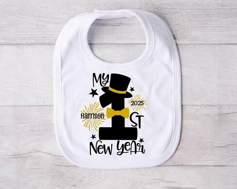 Baby Boy My First New Year Bib 1st New New Year New New Modelized Boys Bib Bibborn Baby First Heal New Year Home Holiday 2025 in Saudi Arabia