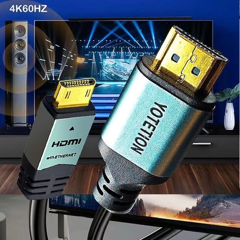 yotetion كابل HDMI صغير طويل إلى HDMI بطول 30 قدمًا، كابل HDMI صغير 4K 60 هرتز عالي السرعة HDMI إلى كابل HDMI صغير ذكر ثنائي الاتجاه 2.0 سلك، للتلفزيون عالي الدقة والكمبيوتر اللوحي والكاميرا وكاميرا الفيديو in Saudi Arabia
