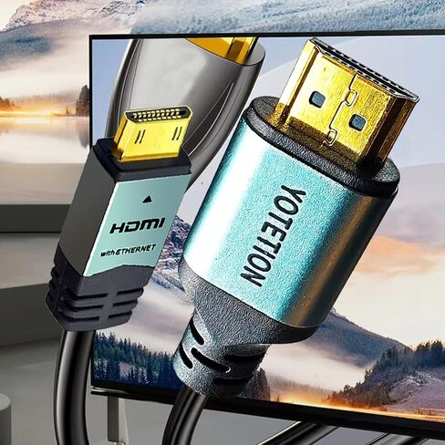 yotetion كابل HDMI صغير طويل إلى HDMI بطول 30 قدمًا، كابل HDMI صغير 4K 60 هرتز عالي السرعة HDMI إلى كابل HDMI صغير ذكر ثنائي الاتجاه 2.0 سلك، للتلفزيون عالي الدقة والكمبيوتر اللوحي والكاميرا وكاميرا الفيديو in Saudi Arabia