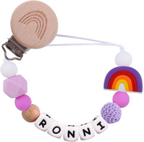 Pacifier Clip Personalized Pacifier Holder With Name Custom Pacifier Clip with Name Baby Shower Gift (Pink) in Saudi Arabia