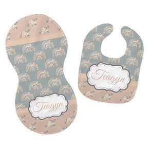 اسم الطفلة المطبوعة المطبوعة اسم الرمادي و Peach Boho Rainbow Feeding Cloth Accessory