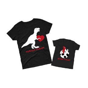 Matching Mama Dinosaur T-Shirts, Customized Mom Valentine Clothes, Mothers Day Gifts For Mother, Baby and Kids, Valentines Day Shirts For Women, Boys, Girls