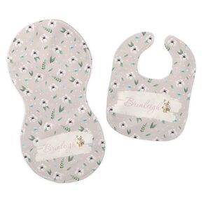 Baby Girl's Personalized Printed Custom Name Floral Duckling Easter Feeding Cloth Accessory Set