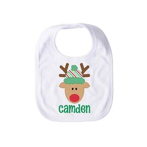 Personalized Baby Boy Christmas Bib Reindeer Boys Custom Name Bib Newborn Christmas Gift Winter Holiday Stocking Stuffer