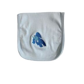 JA "Betta Fish" Embroidered Baby Blue Cotton Burp Cloth