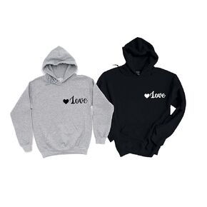 Love Sweatshirts For Couple - Valentine's Day Hoodies For Women, Men, Boys, Girls - Gift for Her and Him - Family Pajamas, Wedding, Honeymoon Clothes, Heart Tops