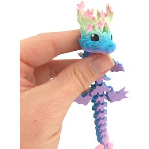 ثلاثية الأبعاد المطبوعة Cherry Blossom Dragon-6in مفصلية الخيال القابلة للتحصيل ، ديكور مكتب ساكورا (Matte Pastel Rainbow)