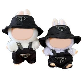 Outfit for 17cm Labubu Doll - Premium Outfit with Hat & Top, Pink & Black, Custom Fit for Labubu Doll (No Doll) (Black)