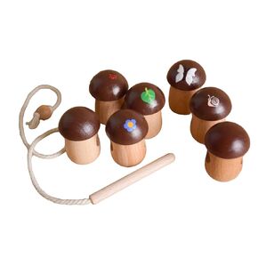 Wooden Lacing Toy Squirrel, Montessori Baby Materials Educational Learning for Toddlers, Children Early Development, Handmade Unique First Birthday Gift for Girls and Boys