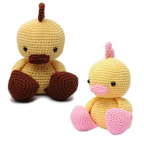 Duck Crochet Doll Handmade Amigurumi Plush Toy VAC (Yellow-Pink)