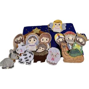 Nativity Finger Puppets Quiet Book, Felt and Myyar Storytelling Set for Kids, Christmas Birthday Gift, Religious Learning Toy