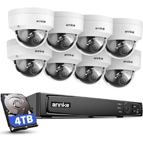 نظام كاميرا ANNKE H800 4K 16CH PoE، H.265+ 12MP NVR مع 8 كاميرات IP للأمان على شكل قبة، كشف حركة AI، صوت، محرك أقراص ثابتة 4 تيرابايت، رؤية ليلية ملونة، IP67 مقاوم للطقس IK10 مقاوم للتخريب، وليس PTZ