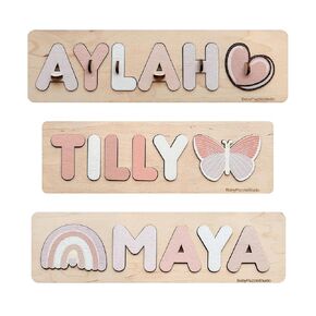 Baby Name Puzzle Early Learning Wooden Toys for Toddler 1st Birthday gift idea - Personalized Busy Board for Kids Nursery Decor for girl and boy