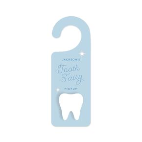 Tooth Fairy Door Hanger with Money Holder Tooth Fairy Pick up Box Gift for Kids Room Decor (Blue)