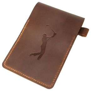 Golf Scorecard Holder Leather Hand Stitched, Yardage Book Holder, Golfers Gift, Gift for Him, Gift for Dad, Leather Golf Gifts (Brown) (Pattern #6)