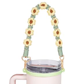 Handmade Handle Straps - Compatible with Stanley Cups (20oz, 30oz, 40oz), Owala Bottles (16oz, 24oz, 32oz, 40oz), and Hydro Flasks. Ideal for Water Bottles, Handbags, and Camera Lanyards (White)