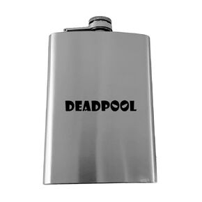 8OZ Deadpool Flask - BLACK, RED, STAINLESS, OR 6OZ LEATHER (8OZ RED FLASK)
