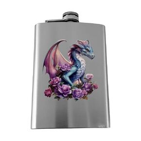 8oz - Flask - Full color Dragons (Black2Dragon)