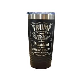 Trump 47 POTUS Commemorative 20 oz Stainless Tumbler (Black/Rose Gold Engrave)