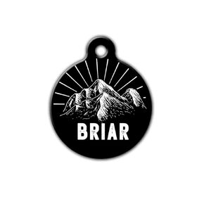 Mountain pet tag, Pet id tag, Custom pet tag, Rustic pet tag, Hiking pet tag, Outdoor pet tag, Personalized aluminum pet id tag