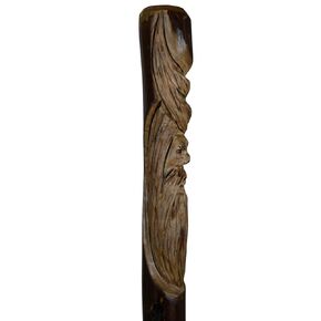 Wood Spirit Waking Stick, Staff and Hiking Stick in Dark Wood Up to 60" Hiking Staff