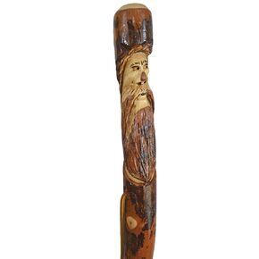 Walking Stick with Hand Carved Mountain Man Face - Height up to 60" - Made in the USA