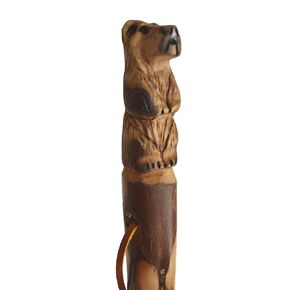 Walking Stick Carving, Bear carved in Dark Wood, Custom Height Up to 60"