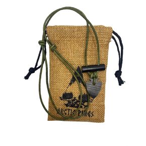 Fire Starter Necklace (Rustic Regular Cord, Black/Gray Striker) - Gear for Camping, backpacking, bushcraft, hiking, hunting, survival fire kit
