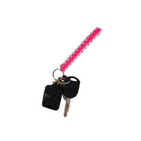 Paracord Keyring 5 inches includes ring 4 feet of paracord for emergency uses (Pink/White)