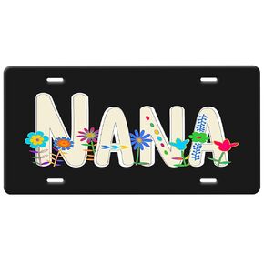 علامة لوحة الغرور Nana (الجدة) -تقتبس الأزهار الغريبة والزهور غريب الأطوار على علامة لوحة خلفية سوداء