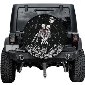 Halloween Skeleton Couple Spare Tire Cover With Or Without Backup Camera Hole, Skeleton Couple Spare Tire Cover