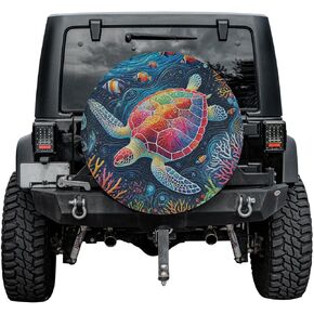 Sea Turtle Spare Tire Cover With Or Without Backup Camera Hole, Sea Turtle Spare Tire Cover (Style 2)