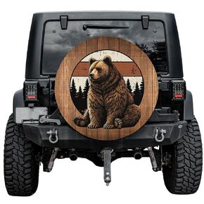 Bear Hunting Spare Tire Cover With Or Without Backup Camera Hole, Bear Hunting Spare Tire Cover