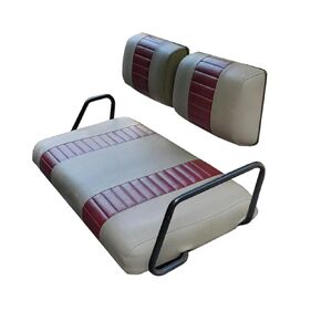 Yamaha G-16/G-22 "STAPLE ON" Golf Cart Seat Cover With Matching Rear Facing Seat Cover (2 Stripe) Choose From 30 Colors, Custom Golf Cart Seat Covers, Handmade-Golf-Cart-Seat-Covers, Up To Par Covers