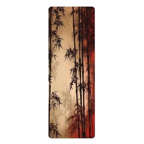 Tranquil Vibes: Microfiber Rubber Yoga Mat | Serene Bamboo Fog Forest Garden Silhouette | Harmony Mind and Body Fitness Accessory 24" x 68"