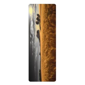 Golden Harvest: Microfiber Rubber Yoga Mat | Farmhouse Country Living Tranquil and Serene | Harmony Mind and Body Fitness Accessory 24" x 68"