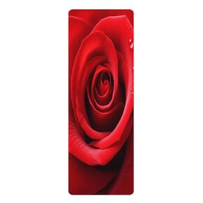الجمال الخالد: Microfiber Rubber Yoga Mat | شغف نابض بالحياة وردة حمراء تزهر زهرة | Harmony Mind and Body Fitness Accessory 24 "× 68" in Kuwait