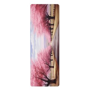 Blossom Boulevard: Microfiber Rubber Yoga Mat | الريف الساحر الكرز أزهار الأشجار | Harmony Mind and Body Fitness Accessory 24 "× 68"