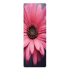 بتلات وردية: Microfiber Rubber Yoga Mat | جميلة أحمر الخدود تزهر أزهار ديزي زهرة | Harmony Mind and Body Fitness Accessory 24 "× 68"