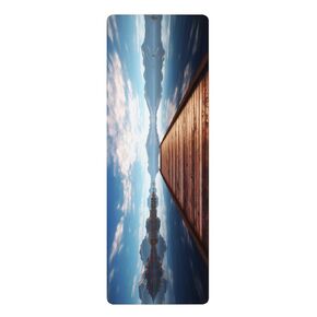المياه الهادئة: Microfiber Rubber Yoga Mat | سريالية عطلة ليكسايد بيير الهروب | Harmony Mind and Body Fitness Accessory 24 "× 68" in Kuwait