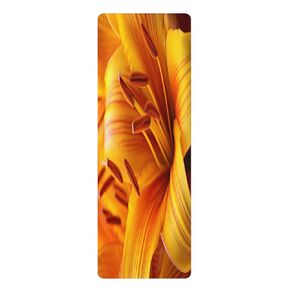 الأناقة الذهبية: Microfiber Rubber Yoga Mat | نابضة بالحياة زهرة زهرة زهرة | Harmony Mind and Body Fitness Accessory 24 "× 68"