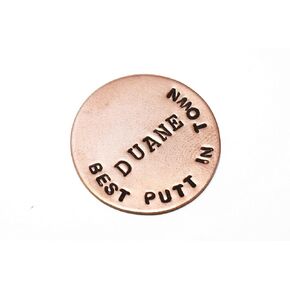 Personalized Golf Ball Marker: Hand Stamped, Custom Golf Ball Marker in Copper.Christmas, Men's gift, Valentine's Day, birthday, anniversary