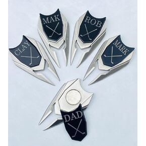 5 Personalized Golf Ball Markers | Customized Divot Tools | Closeout Discounted Markers | Custom Engraved Golfer Marker